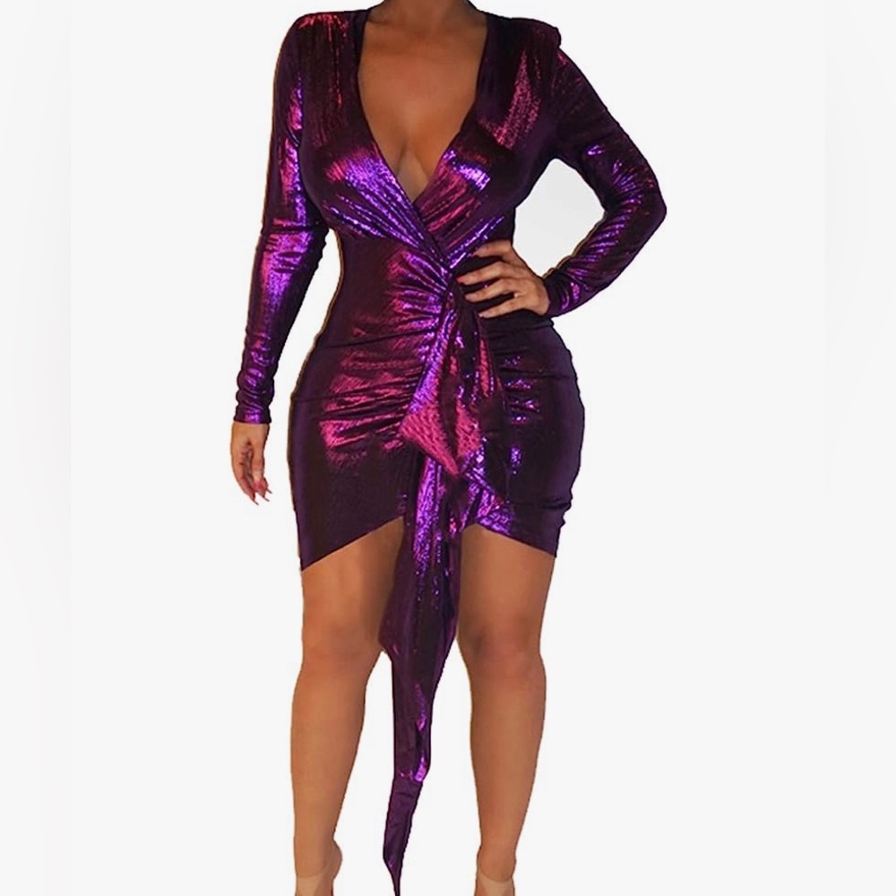 Metallic Pink Dress plus sexy dress